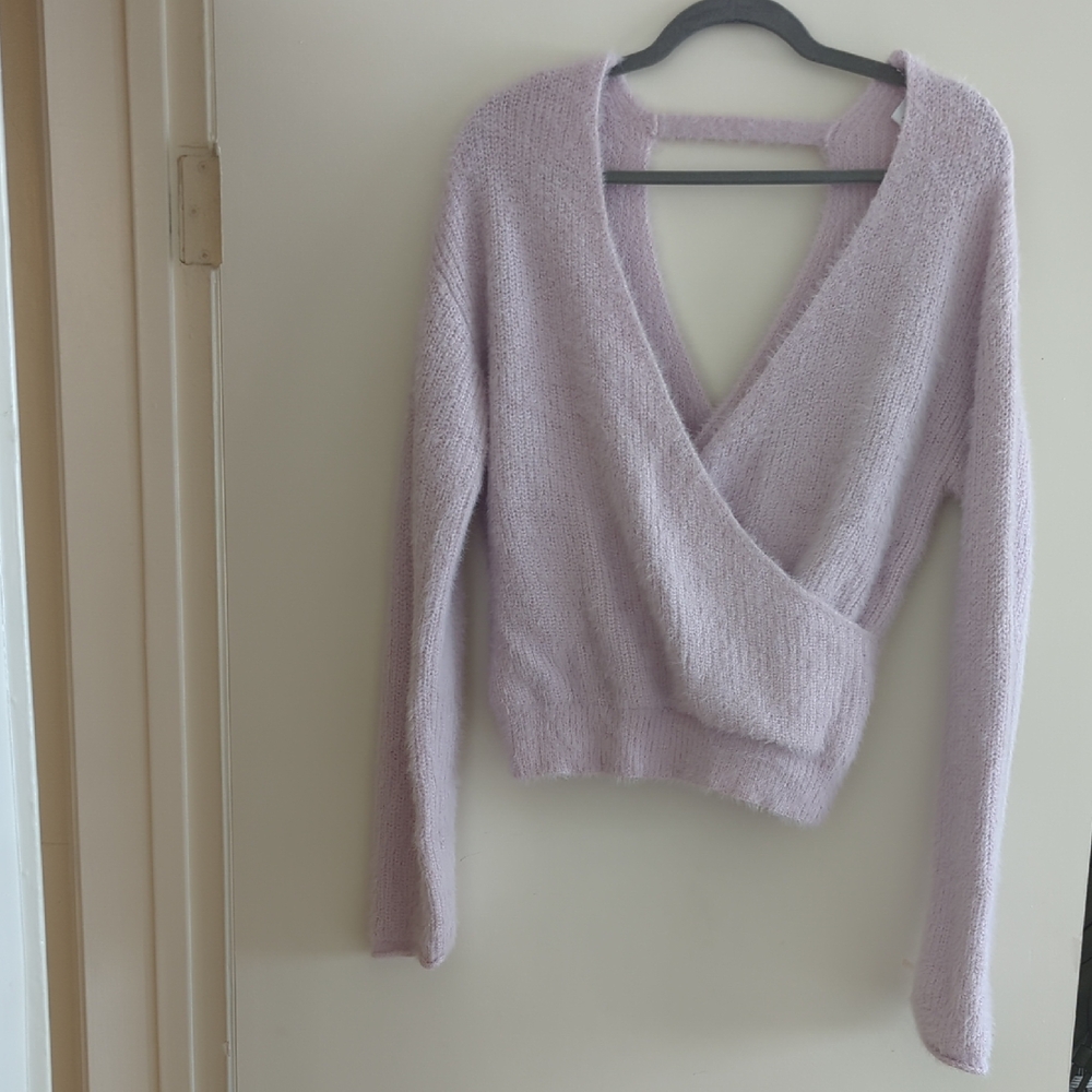 Lavender Faux Wrap Sweater